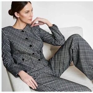 Spanx Ponte Lady Jacket Jacquard‎ Black & White Plaid Small NWT Career Business